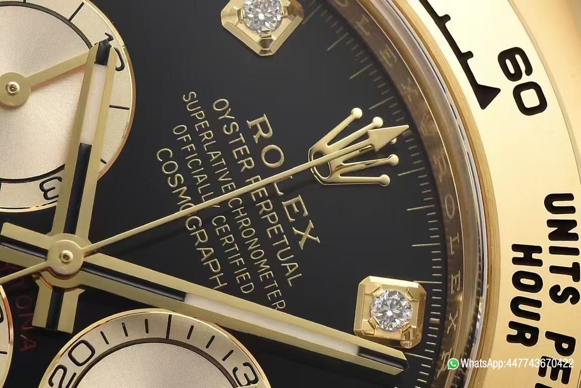 Victory Factory Daytona 126518 Black Dial with Diamonds Markers Yellow Gold Case Black Ceramic Bezel SH4131 Movement Oysterflex Strap 05 Clean Factory Daytona 126518 Black Dial with Diamonds Markers Yellow Gold Case Black Ceramic Bezel SH4131 Movement Oysterflex Strap 05