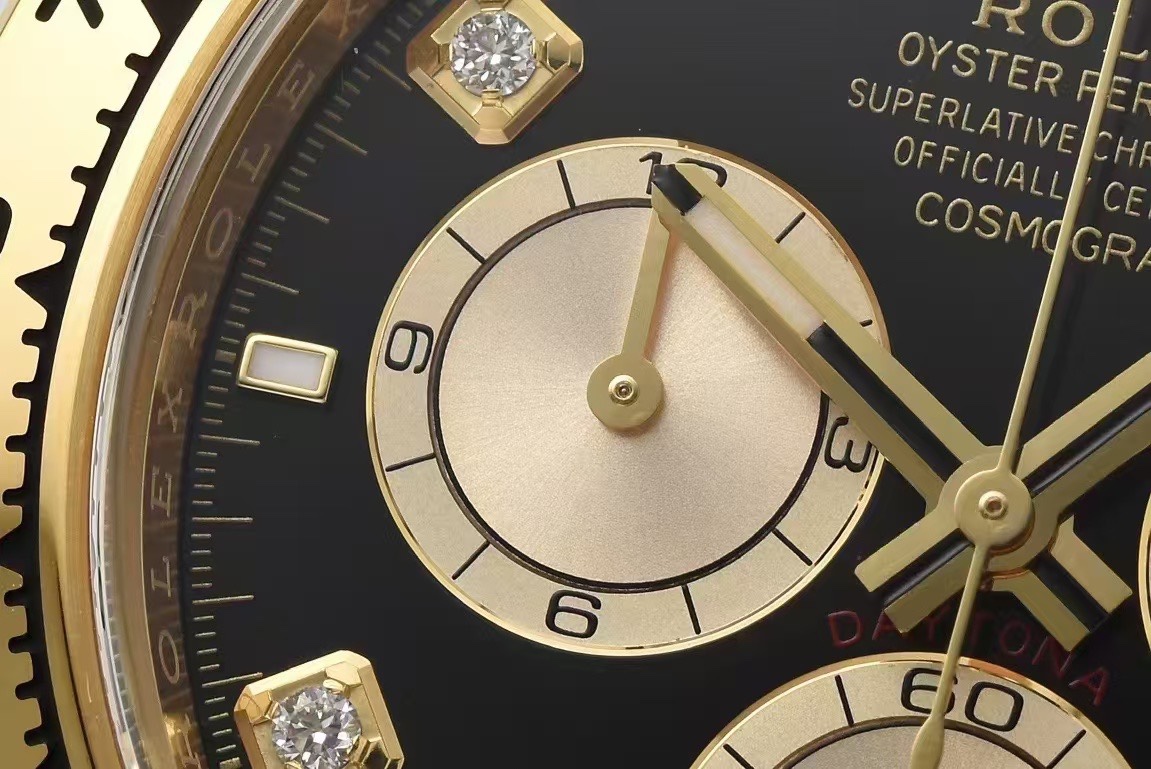 Victory Factory Daytona 126518 Black Dial with Diamonds Markers Yellow Gold Case Black Ceramic Bezel SH4131 Movement Oysterflex Strap 06 Clean Factory Daytona 126518 Black Dial with Diamonds Markers Yellow Gold Case Black Ceramic Bezel SH4131 Movement Oysterflex Strap 06