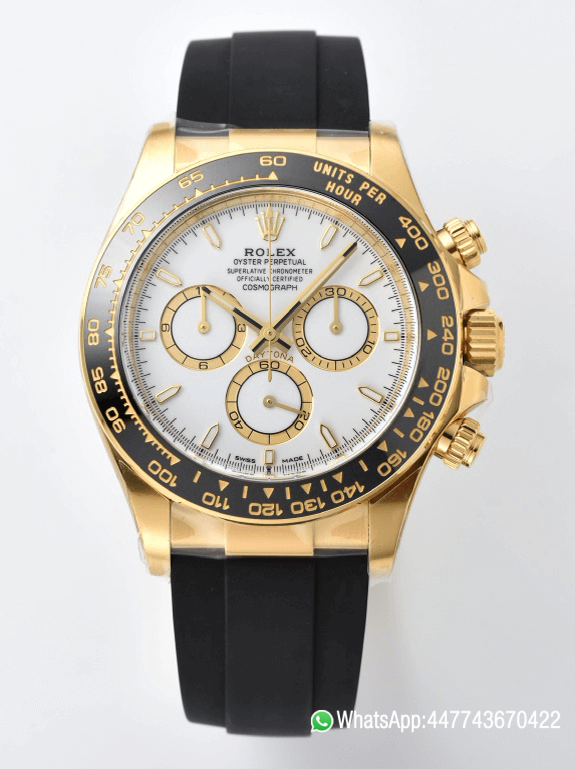 Victory Factory Daytona 126518 White Dial Yellow Gold Case Black Ceramic Bezel SH4131 Movement Oysterflex Strap 000 Clean Factory Daytona 126518 White Dial Yellow Gold Case Black Ceramic Bezel SH4131 Movement Oysterflex Strap 000