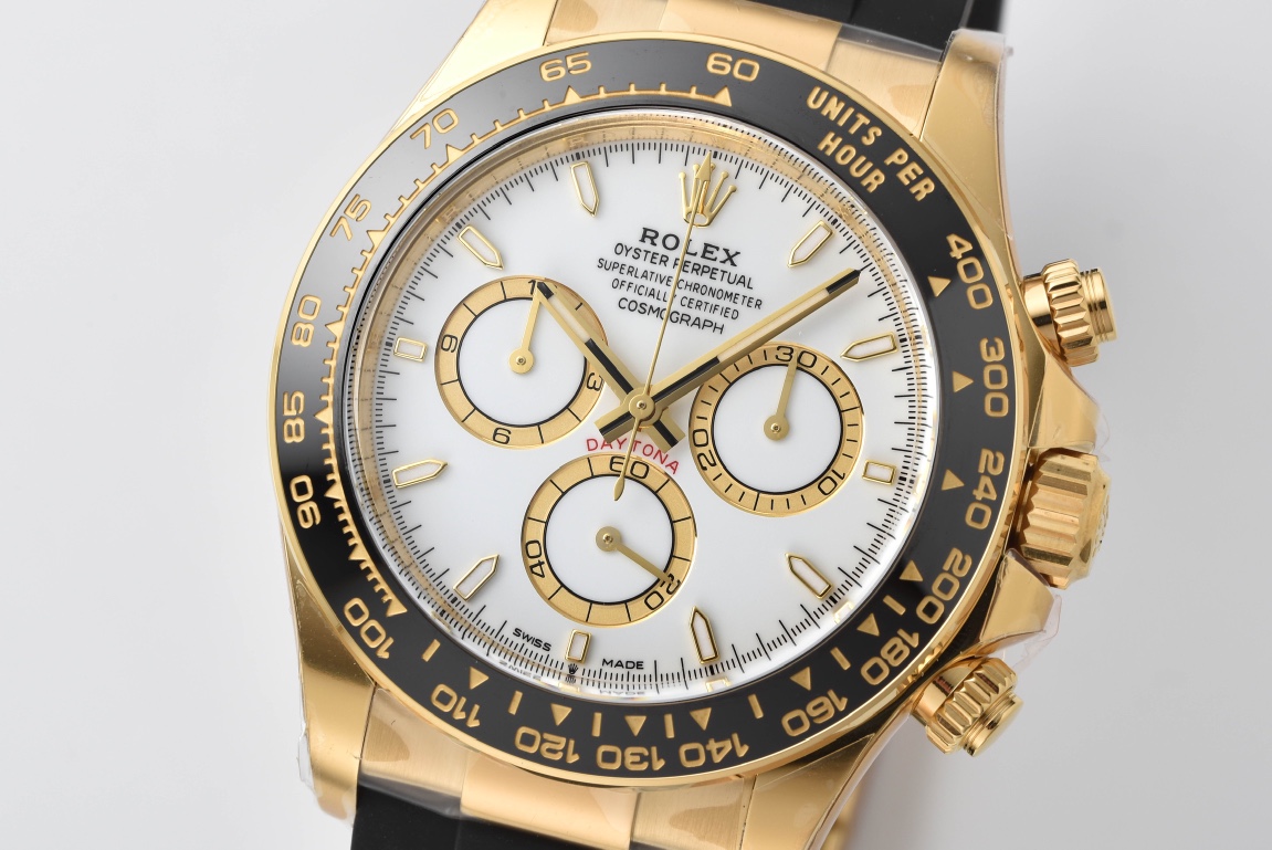 Victory Factory Daytona 126518 White Dial Yellow Gold Case Black Ceramic Bezel SH4131 Movement Oysterflex Strap 02 Clean Factory Daytona 126518 White Dial Yellow Gold Case Black Ceramic Bezel SH4131 Movement Oysterflex Strap 02