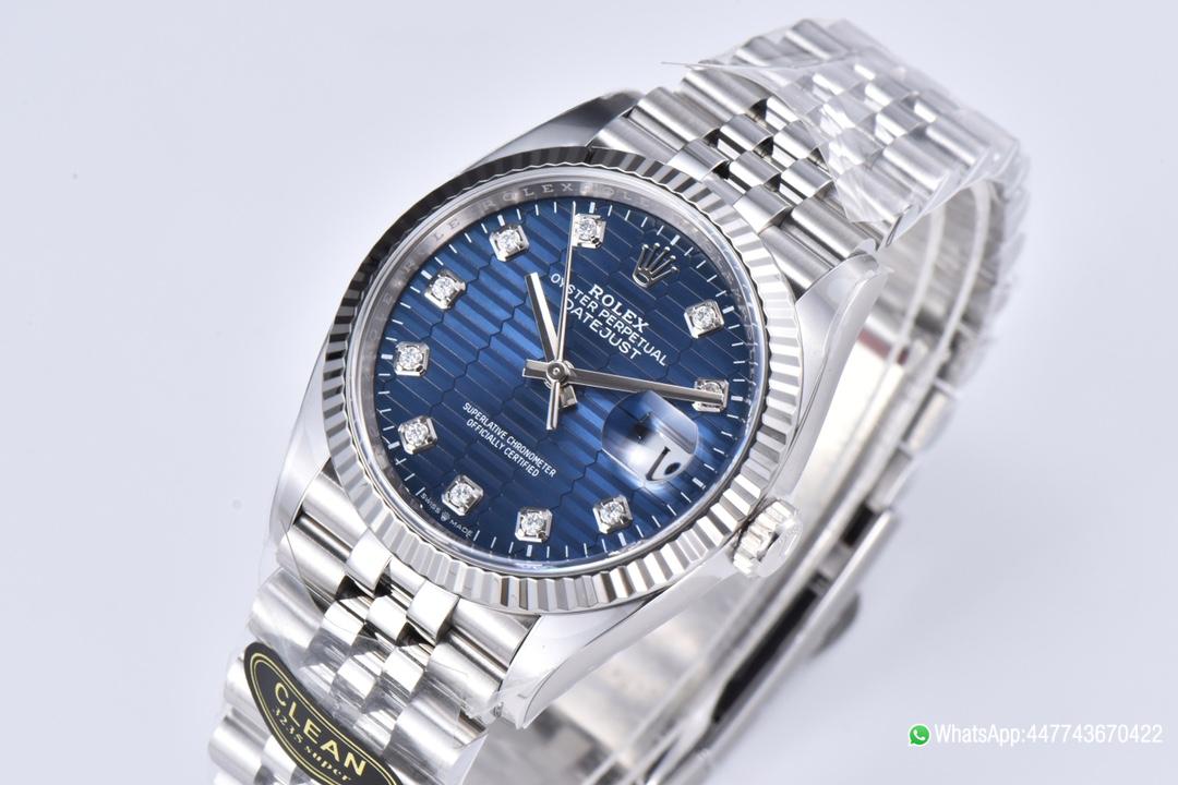 Victory Factory Datejust 126234 36mm Blue Motif Dial with Diamonds Markers 3235 Movement Jubilee Bracelet 02 Clean Factory Datejust 126234 36mm Blue Motif Dial with Diamonds Markers 3235 Movement Jubilee Bracelet 02