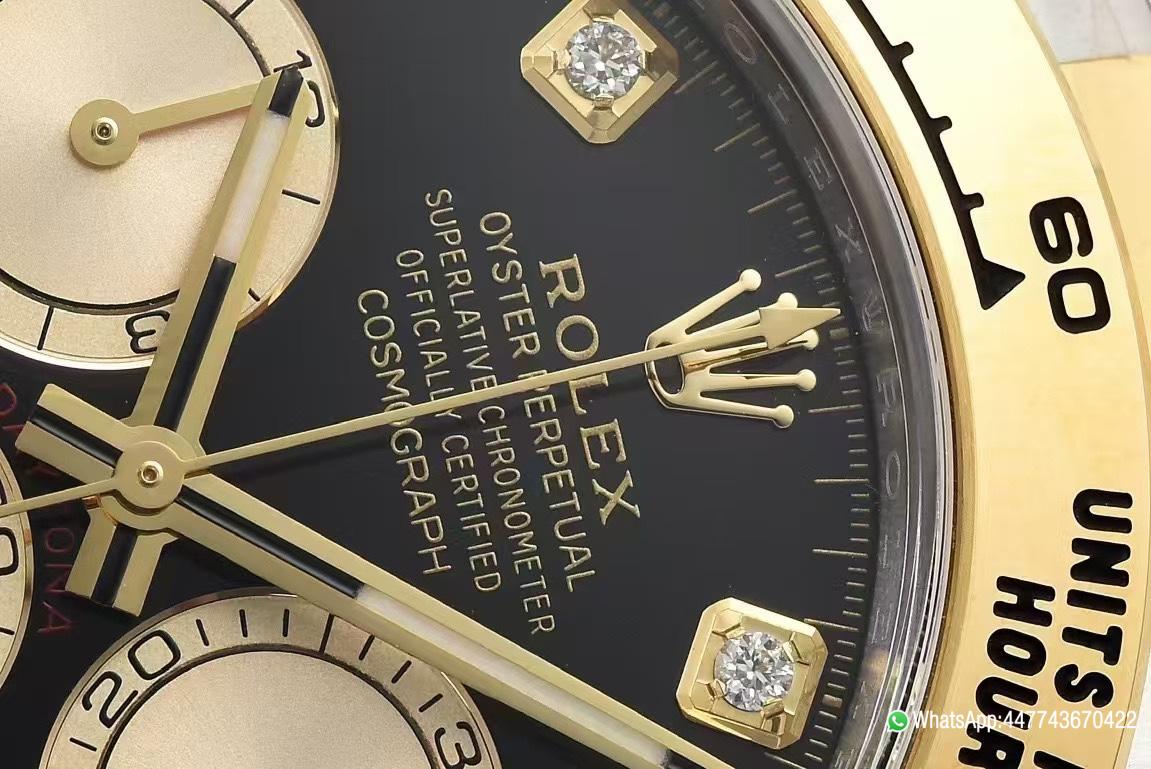 Victory Factory Daytona 126503 Black Dial with Diamonds Markers Gold Bezel Two Tone Oyster and Gold Bracelet SH4131 Movement 04 Clean Factory Daytona 126503 Black Dial with Diamonds Markers Gold Bezel Two Tone Oyster and Gold Bracelet SH4131 Movement 04