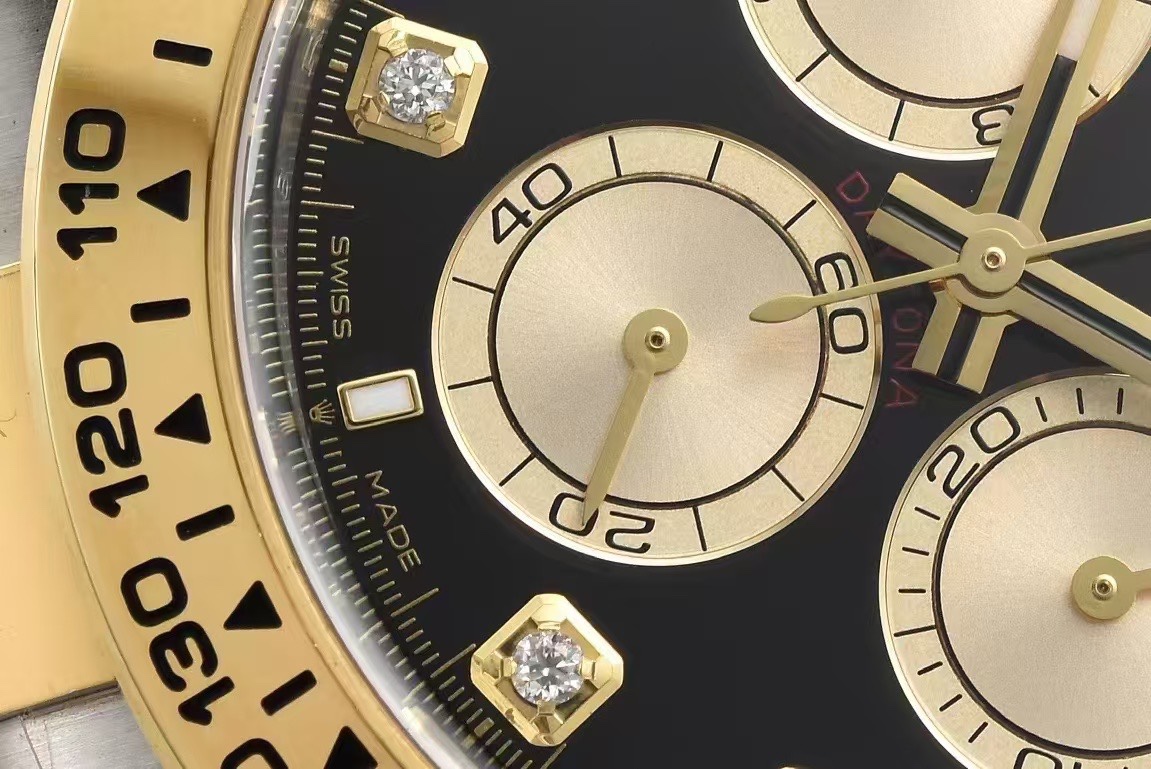 Victory Factory Daytona 126503 Black Dial with Diamonds Markers Gold Bezel Two Tone Oyster and Gold Bracelet SH4131 Movement 06 Clean Factory Daytona 126503 Black Dial with Diamonds Markers Gold Bezel Two Tone Oyster and Gold Bracelet SH4131 Movement 06