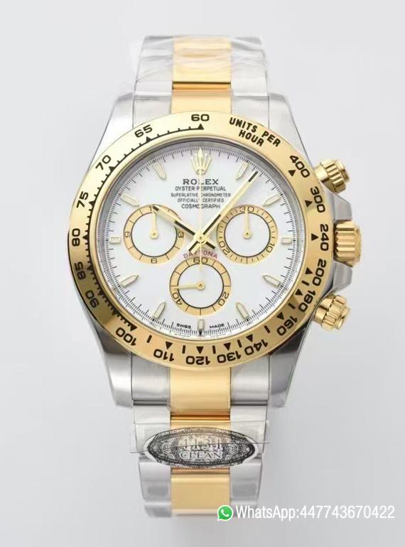 Victory Factory Daytona 126503 White Dial with Gold Eye Sub Dial Two Tone Yellow Gold Steel Bracelet Gold Bezel SH4131 Movement 00 Clean Factory Daytona 126503 White Dial with Gold Eye Sub Dial Two Tone Yellow Gold Steel Bracelet Gold Bezel SH4131 Movement 00