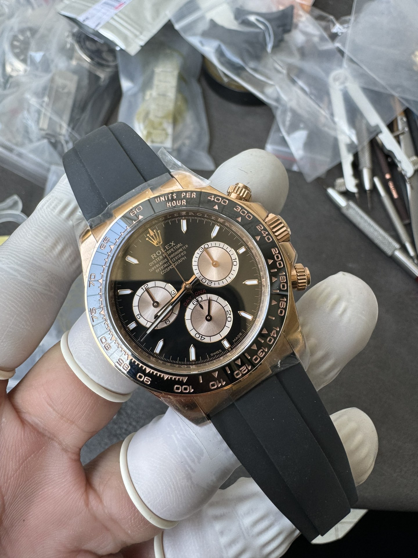 Clean Factory Daytona 126515LN 18K Rose Gold Plated Case Black and Rose Gold Dial Oysterflex Strap SH4131 Movement 03