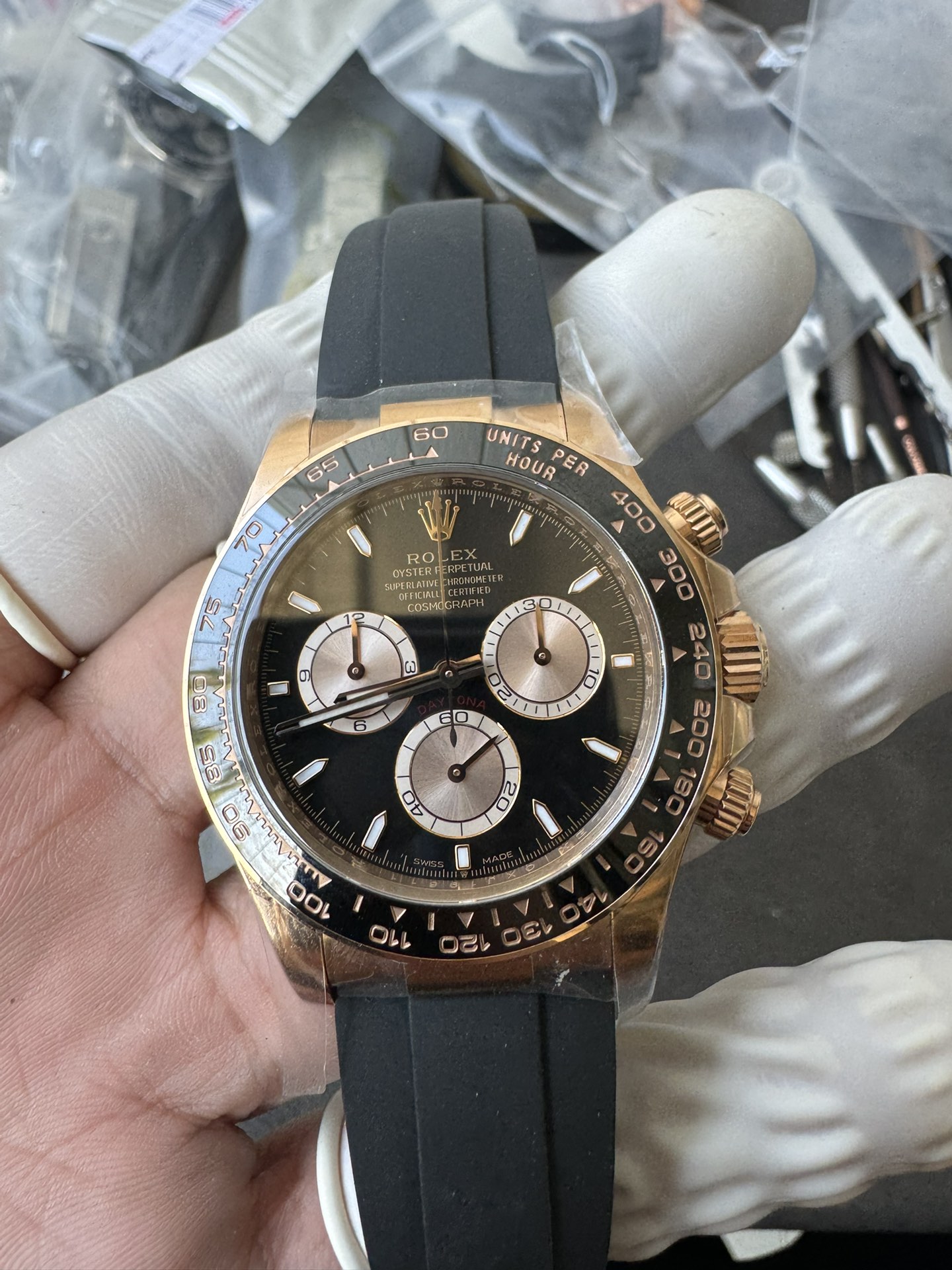 Clean Factory Daytona 126515LN 18K Rose Gold Plated Case Black and Rose Gold Dial Oysterflex Strap SH4131 Movement 04