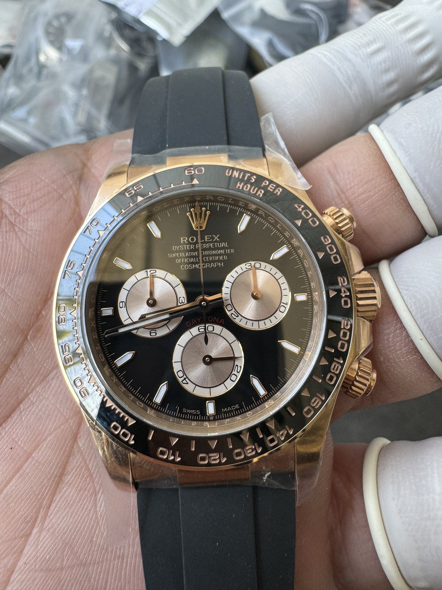 Clean Factory Daytona 126515LN 18K Rose Gold Plated Case Black and Rose Gold Dial Oysterflex Strap SH4131 Movement 06