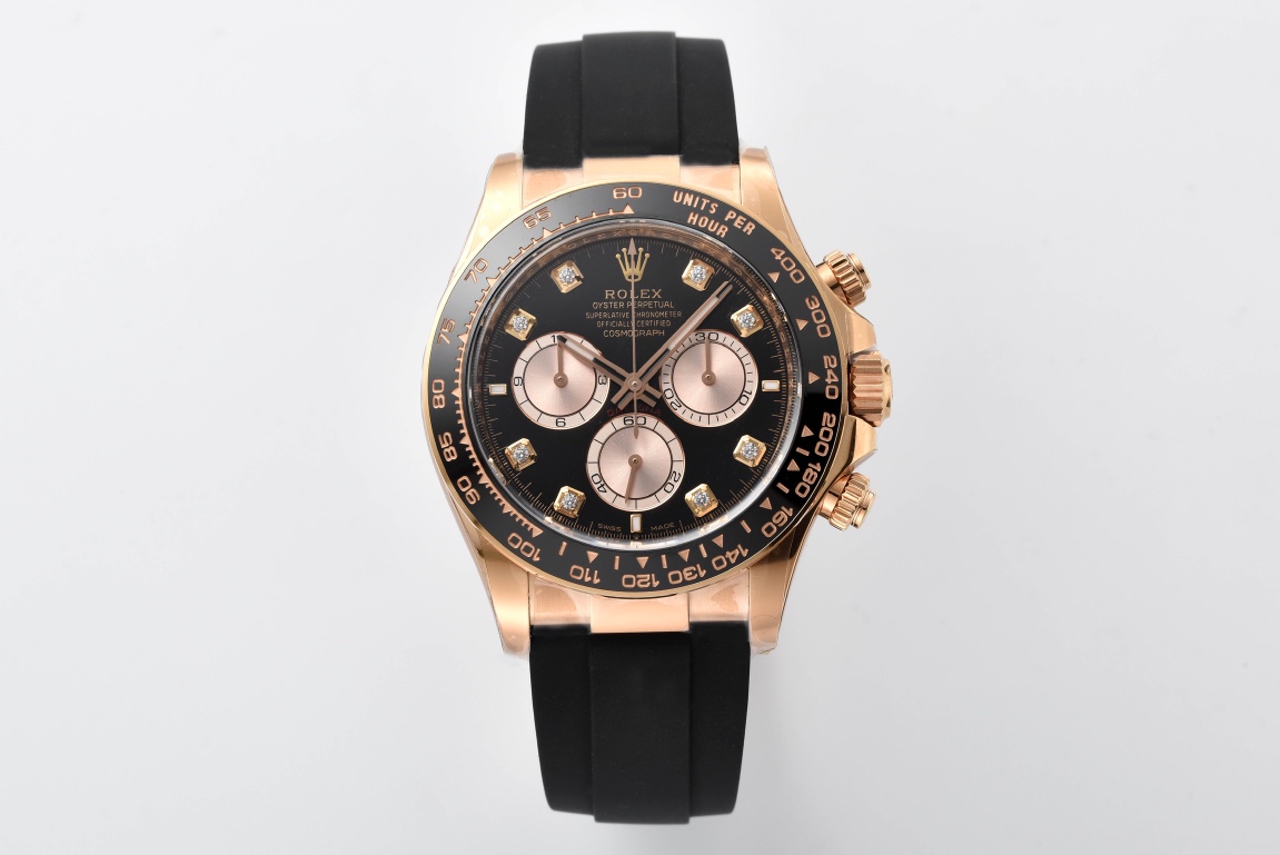 Victory Factory Daytona 126515LN Black and Sundust Diamonds Set Dial 18K Rose Gold Case Oysterflex Strap SH4131 Movement 01 Clean Factory Daytona 126515LN Black and Sundust Diamonds Set Dial 18K Rose Gold Case Oysterflex Strap SH4131 Movement 01