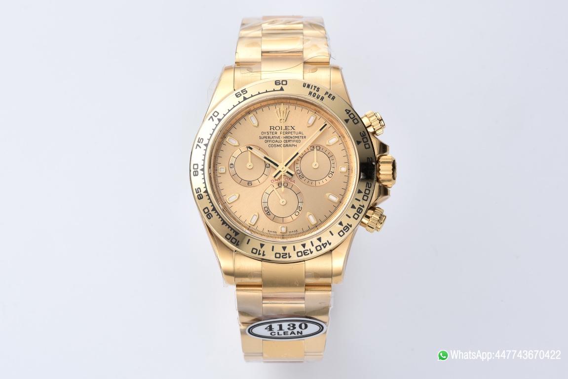 Victory Factory Rolex Daytona 116508 Full Yellow Gold Case Dial Yellow Gold Bezel Bracelet DanDong 4130 Movement 01 Clean Factory Rolex Daytona 116508 Full Yellow Gold Case Dial Yellow Gold Bezel Bracelet DanDong 4130 Movement 01