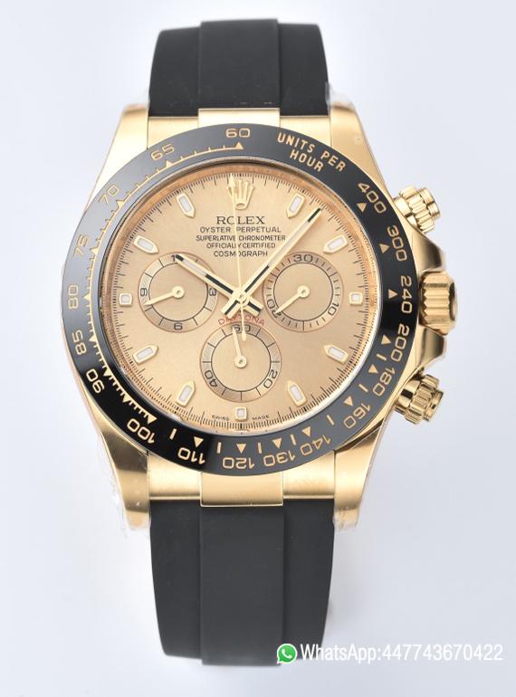 Victory Factory Rolex Daytona 116518LN 0042 Yellow Gold Dial and Case Black Ceramic Bezel Cal4130 Black Oyster Rubber Oysterflex Strap 00 Clean Factory Rolex Daytona 116518LN 0042 Yellow Gold Dial and Case Black Ceramic Bezel Cal4130 Black Oyster Rubber Oysterflex Strap 00
