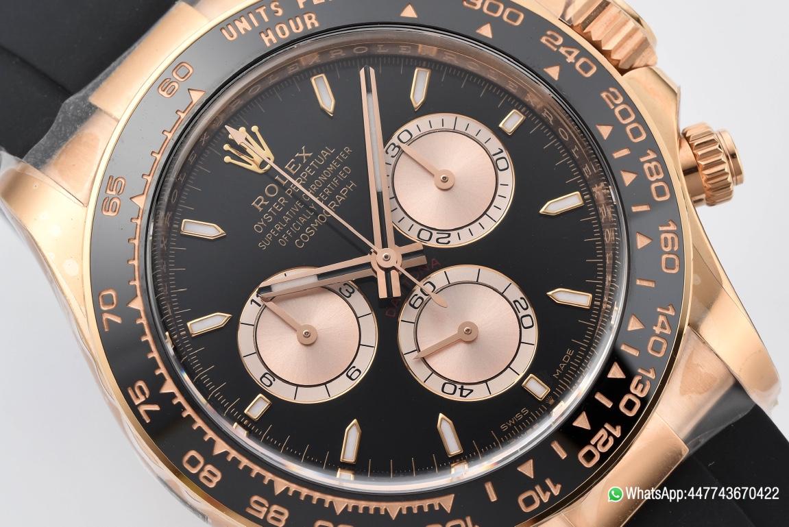 Victory Factory Rolex Daytona 126515LN 18K Rose Gold Plated Case Black and Rose Gold Dial Oysterflex Strap SH4131 03 Clean Factory Rolex Daytona 126515LN 18K Rose Gold Plated Case Black and Rose Gold Dial Oysterflex Strap SH4131 03