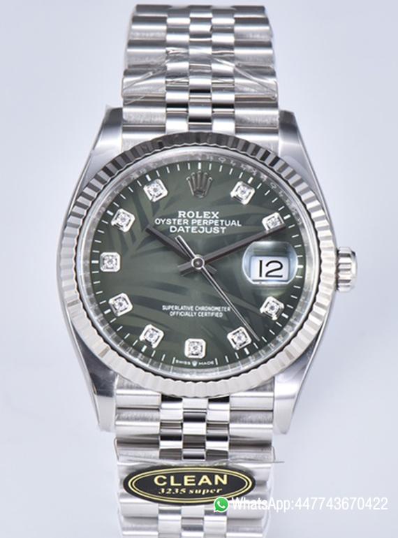 Victory Factory DateJust 36mm 126234 Green Palm motif Dial Diamond Hour Markers 904L Steel Material Jubilee Bracelet SH3235 Caliber 000 Clean Factory DateJust 36mm 126234 Green Palm motif Dial Diamond Hour Markers 904L Steel Material Jubilee Bracelet SH3235 Caliber 000