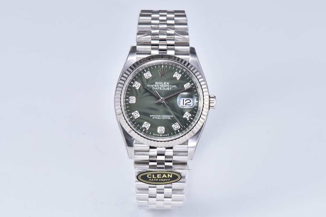 Victory Factory DateJust 36mm 126234 Green Palm motif Dial Diamond Hour Markers 904L Steel Material Jubilee Bracelet SH3235 Caliber 01 Clean Factory DateJust 36mm 126234 Green Palm motif Dial Diamond Hour Markers 904L Steel Material Jubilee Bracelet SH3235 Caliber 01