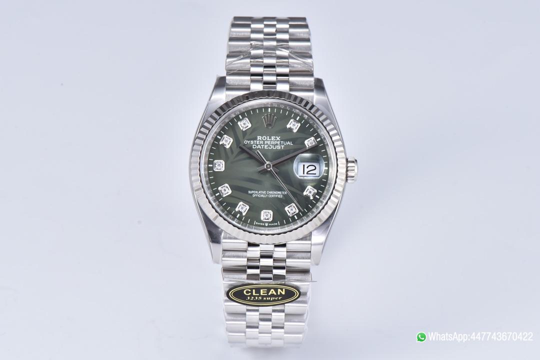 Victory Factory DateJust 36mm 126234 Green Palm motif Dial Diamond Hour Markers 904L Steel Material Jubilee Bracelet SH3235 Caliber 01 Clean Factory DateJust 36mm 126234 Green Palm motif Dial Diamond Hour Markers 904L Steel Material Jubilee Bracelet SH3235 Caliber 01