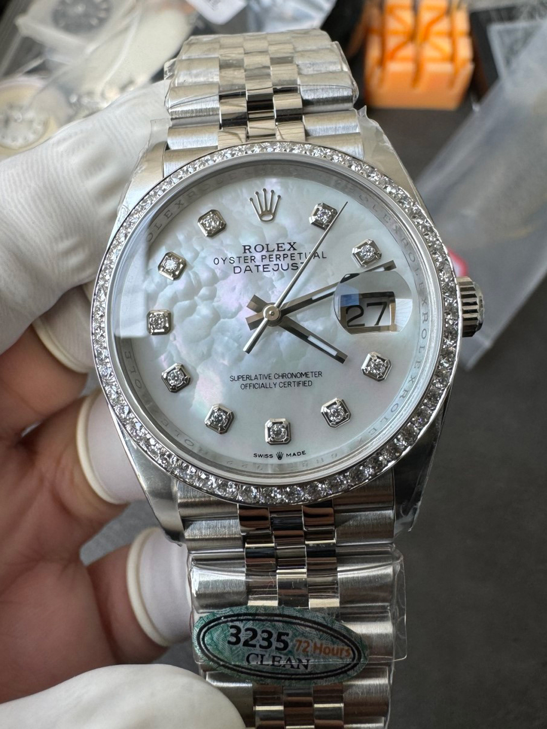 Victory Factory Datejust 36mm M126284RBR 0011 MOP Dial with Diamond Hour Markers Diamonds set Bezel 3235 Movement Jubilee Bracelet 00 Clean Factory Datejust 36mm M126284RBR 0011 MOP Dial with Diamond Hour Markers Diamonds set Bezel 3235 Movement Jubilee Bracelet 00