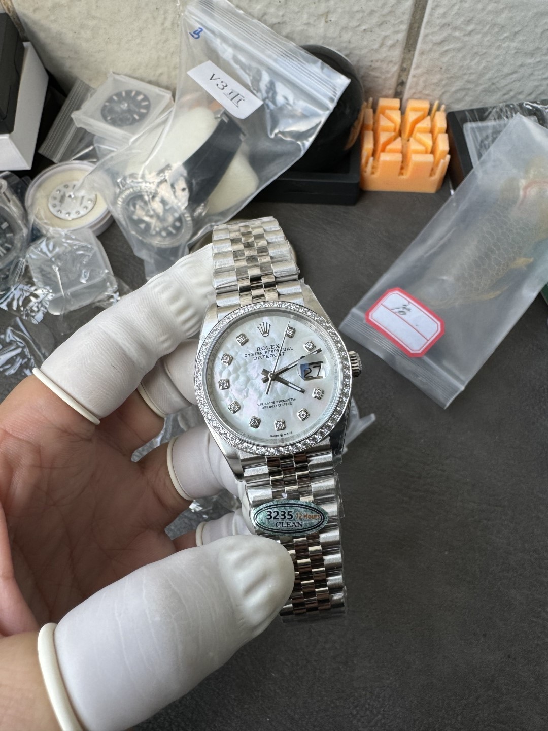 Victory Factory Datejust 36mm M126284RBR 0011 MOP Dial with Diamond Hour Markers Diamonds set Bezel 3235 Movement Jubilee Bracelet 01 Clean Factory Datejust 36mm M126284RBR 0011 MOP Dial with Diamond Hour Markers Diamonds set Bezel 3235 Movement Jubilee Bracelet 01