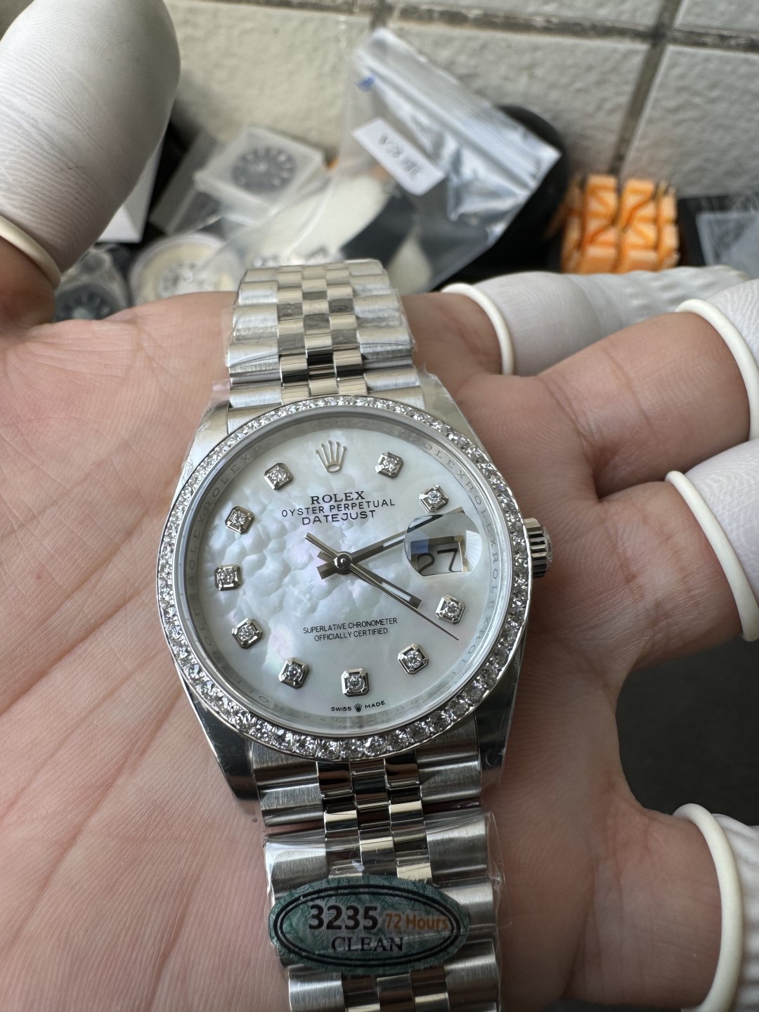 Victory Factory Datejust 36mm M126284RBR 0011 MOP Dial with Diamond Hour Markers Diamonds set Bezel 3235 Movement Jubilee Bracelet 06 Clean Factory Datejust 36mm M126284RBR 0011 MOP Dial with Diamond Hour Markers Diamonds set Bezel 3235 Movement Jubilee Bracelet 06