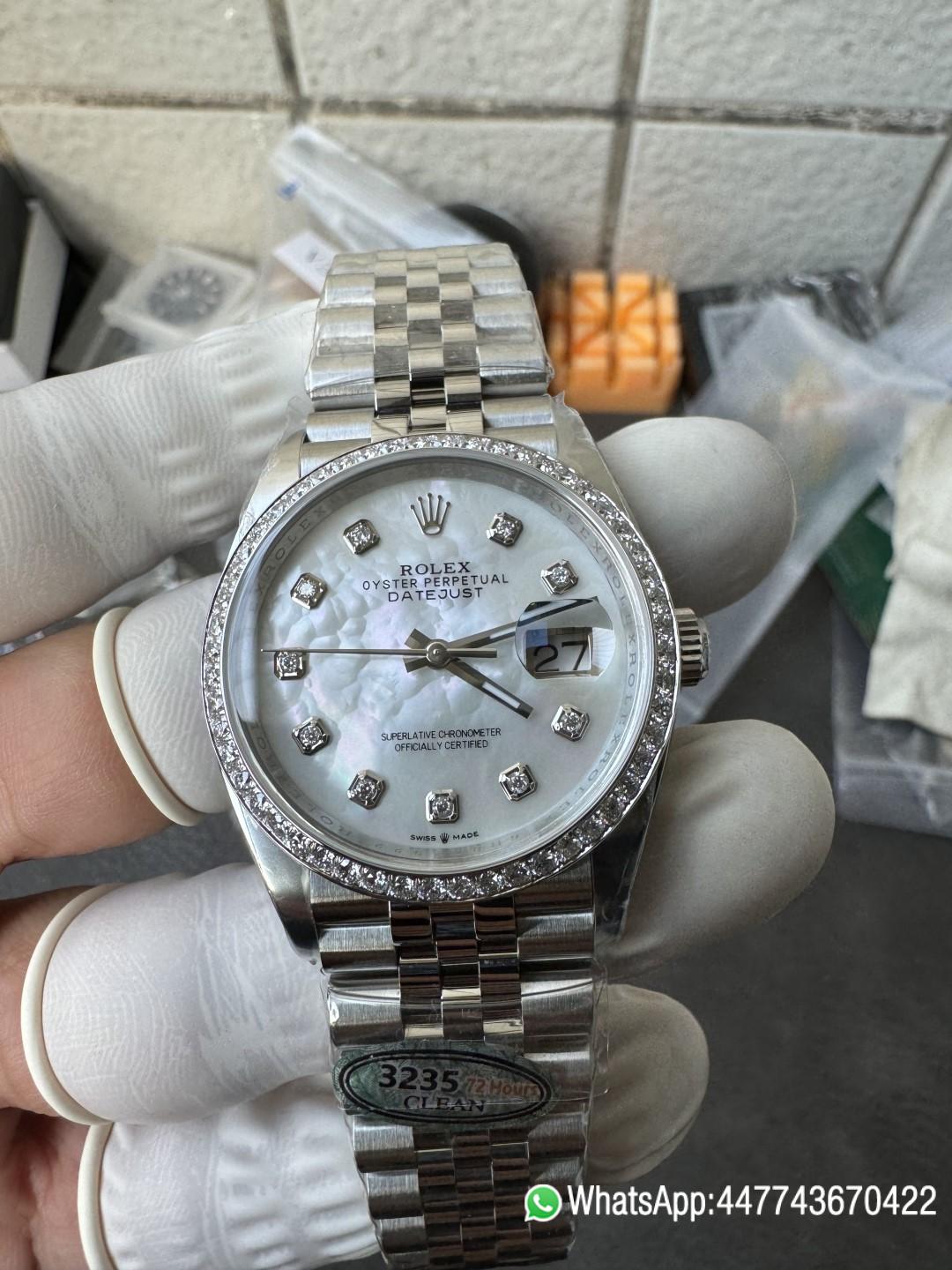 Victory Factory Datejust 36mm M126284RBR 0011 MOP Dial with Diamond Hour Markers Diamonds set Bezel 3235 Movement Jubilee Bracelet 08 Clean Factory Datejust 36mm M126284RBR 0011 MOP Dial with Diamond Hour Markers Diamonds set Bezel 3235 Movement Jubilee Bracelet 08