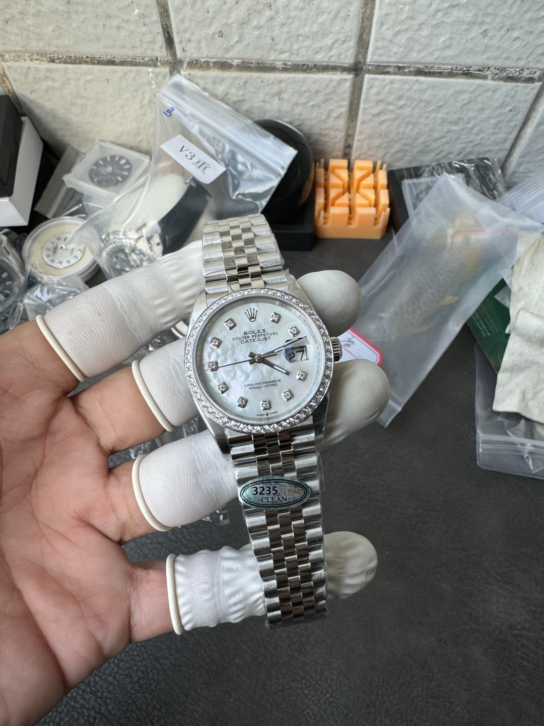 Victory Factory Datejust 36mm M126284RBR 0011 MOP Dial with Diamond Hour Markers Diamonds set Bezel 3235 Movement Jubilee Bracelet 09 Clean Factory Datejust 36mm M126284RBR 0011 MOP Dial with Diamond Hour Markers Diamonds set Bezel 3235 Movement Jubilee Bracelet 09