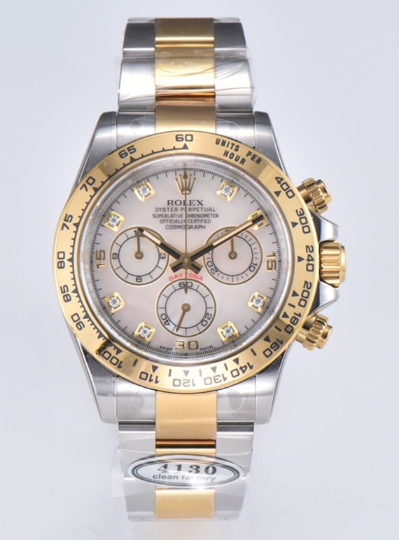 Victory Factory Daytona 116503 White Mother of Pearl Dial Oystersteel and Yellow Gold Material DD4130 Movement 00 Clean Factory Daytona 116503 White Mother of Pearl Dial Oystersteel and Yellow Gold Material DD4130 Movement 00