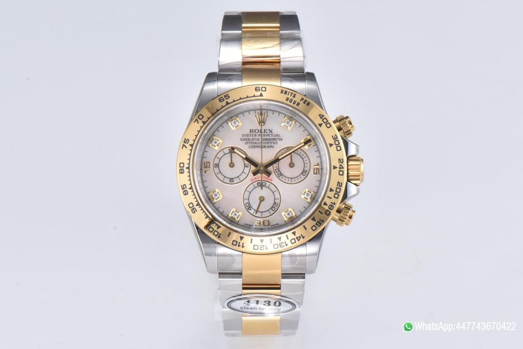 Victory Factory Daytona 116503 White Mother of Pearl Dial Oystersteel and Yellow Gold Material DD4130 Movement 01 Clean Factory Daytona 116503 White Mother of Pearl Dial Oystersteel and Yellow Gold Material DD4130 Movement 01