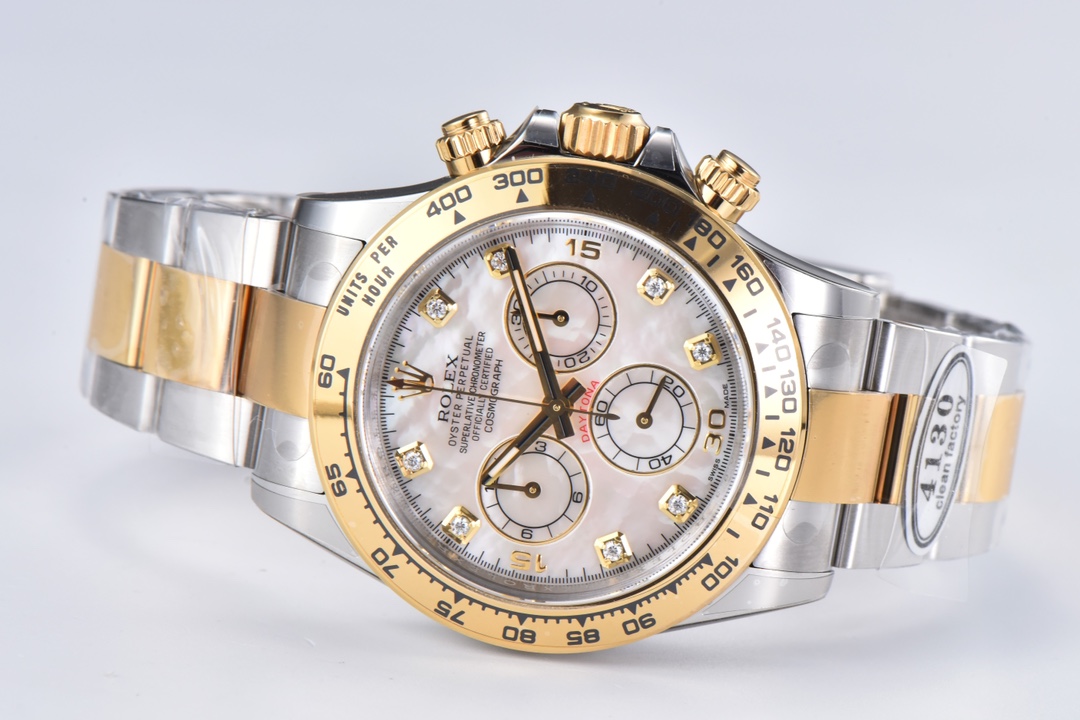 Victory Factory Daytona 116503 White Mother of Pearl Dial Oystersteel and Yellow Gold Material DD4130 Movement 04 Clean Factory Daytona 116503 White Mother of Pearl Dial Oystersteel and Yellow Gold Material DD4130 Movement 04