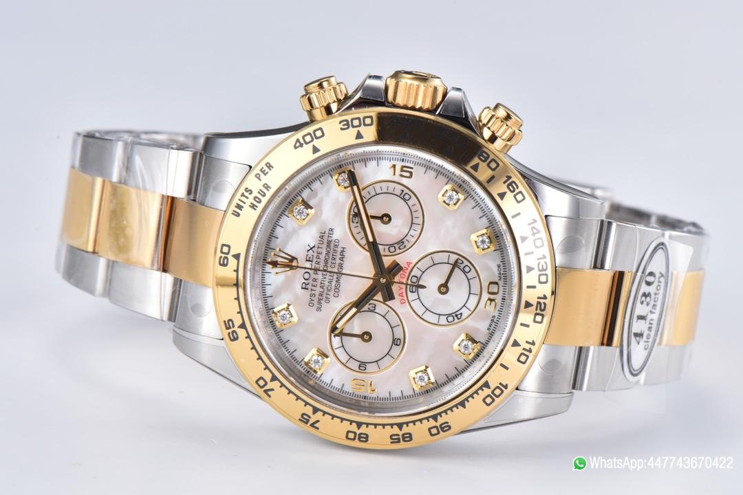 Victory Factory Daytona 116503 White Mother of Pearl Dial Oystersteel and Yellow Gold Material DD4130 Movement 04 Clean Factory Daytona 116503 White Mother of Pearl Dial Oystersteel and Yellow Gold Material DD4130 Movement 04