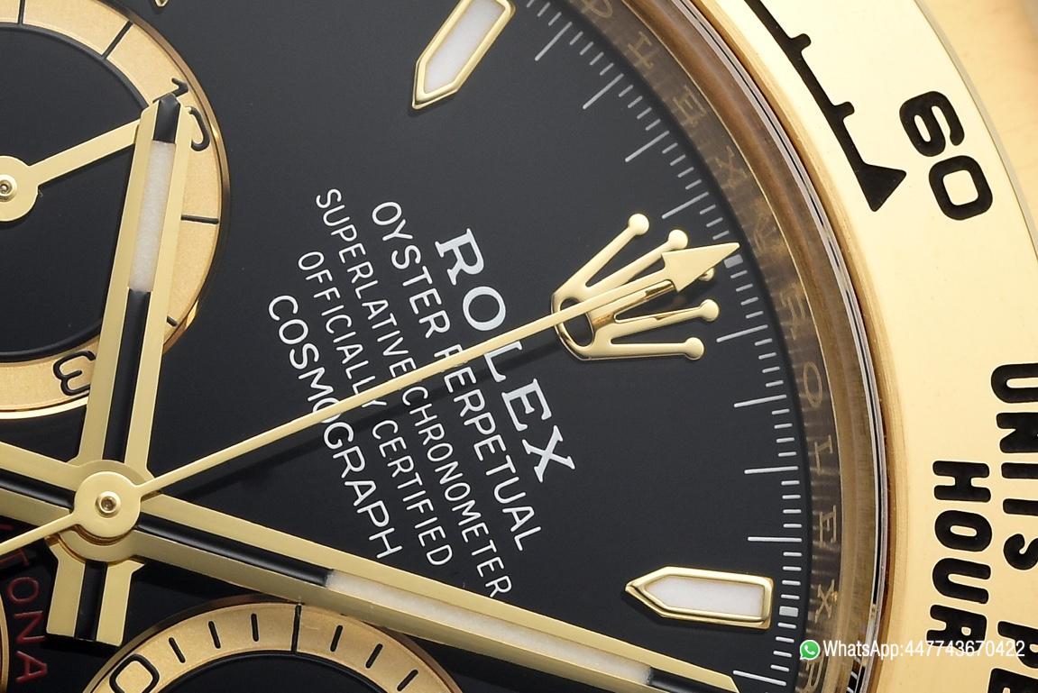 Victory Factory Daytona 126508 Black Dial with Gold Counter Ring Luminous Hour Markers 18K Yellow Gold Plated Band 4131 Movement 04 Clean Factory Daytona 126508 Black Dial with Gold Counter Ring Luminous Hour Markers 18K Yellow Gold Plated Band 4131 Movement 04