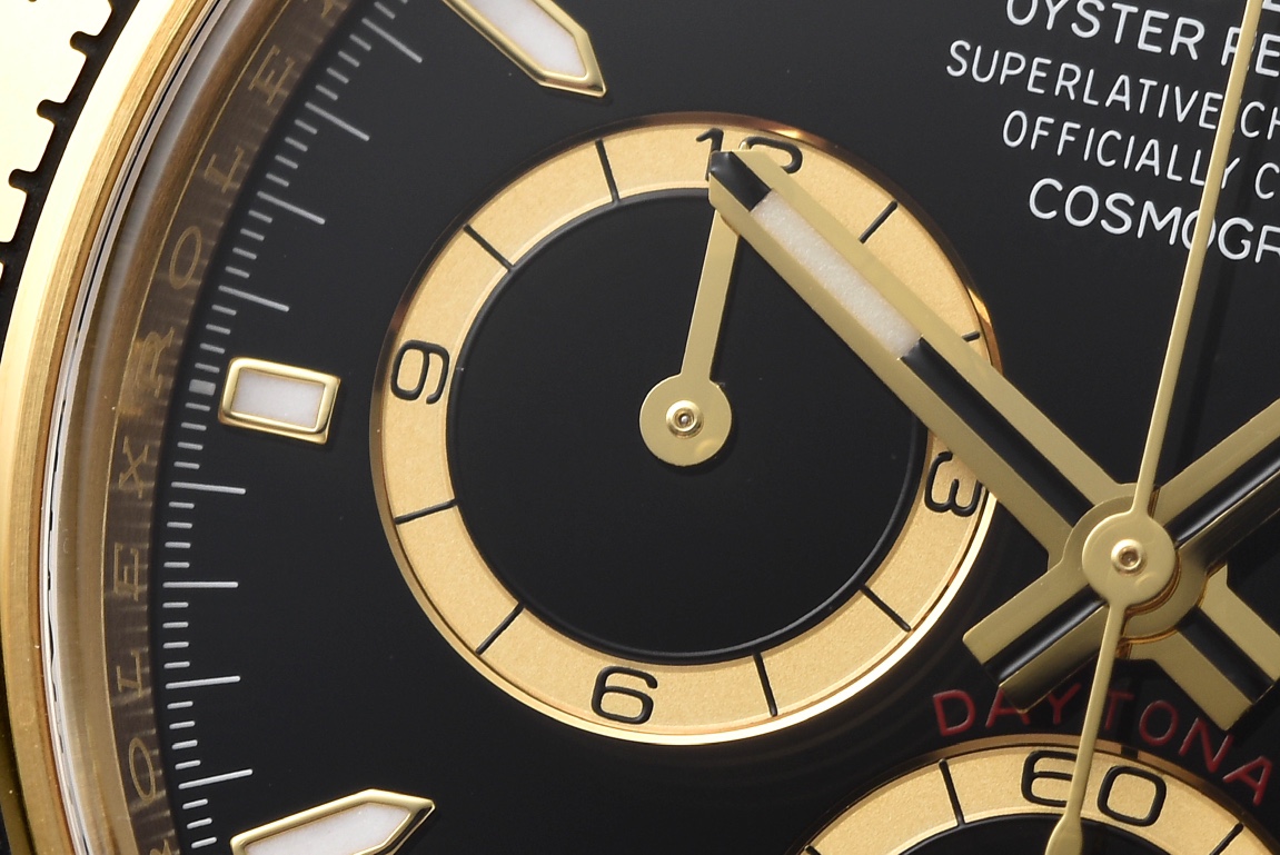 Victory Factory Daytona 126508 Black Dial with Gold Counter Ring Luminous Hour Markers 18K Yellow Gold Plated Band 4131 Movement 06 Clean Factory Daytona 126508 Black Dial with Gold Counter Ring Luminous Hour Markers 18K Yellow Gold Plated Band 4131 Movement 06