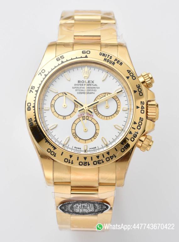 Victory Factory Daytona 126508 White Dial on 18K Yellow Gold Plated Bracelet ShangHai 4131 Movement 000 Clean Factory Daytona 126508 White Dial on 18K Yellow Gold Plated Bracelet ShangHai 4131 Movement 000