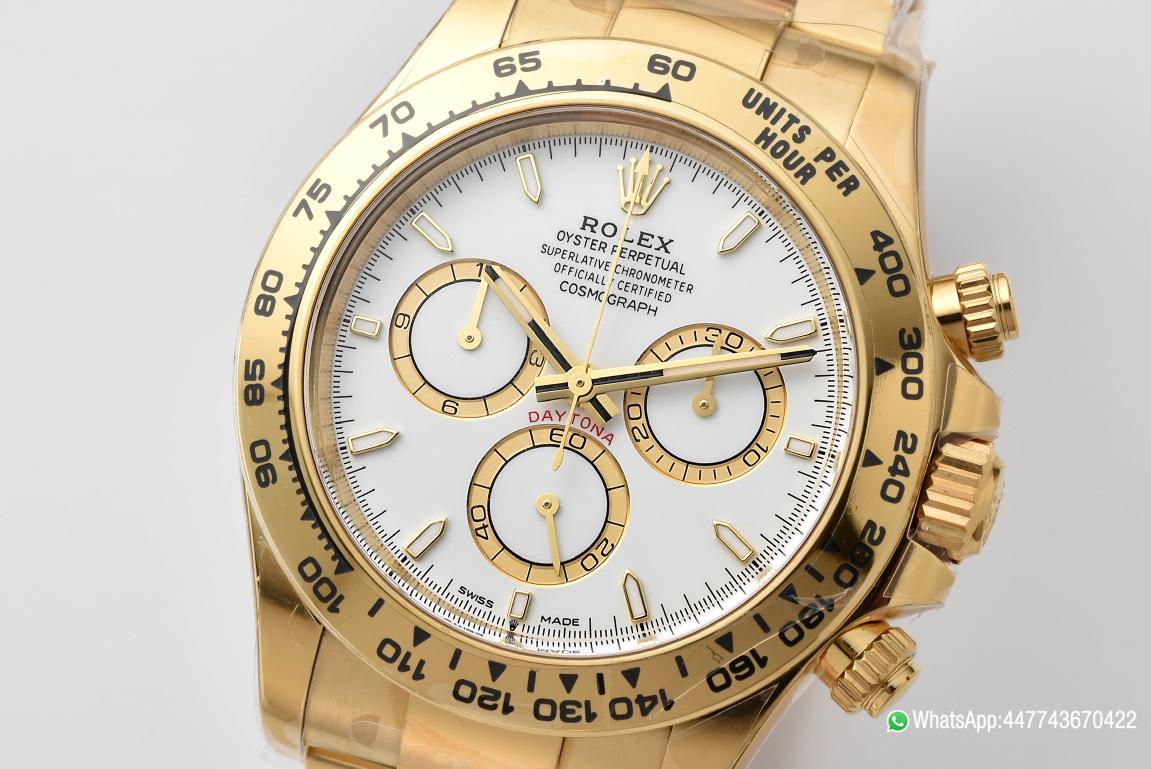 Victory Factory Daytona 126508 White Dial on 18K Yellow Gold Plated Bracelet ShangHai 4131 Movement 02 Clean Factory Daytona 126508 White Dial on 18K Yellow Gold Plated Bracelet ShangHai 4131 Movement 02