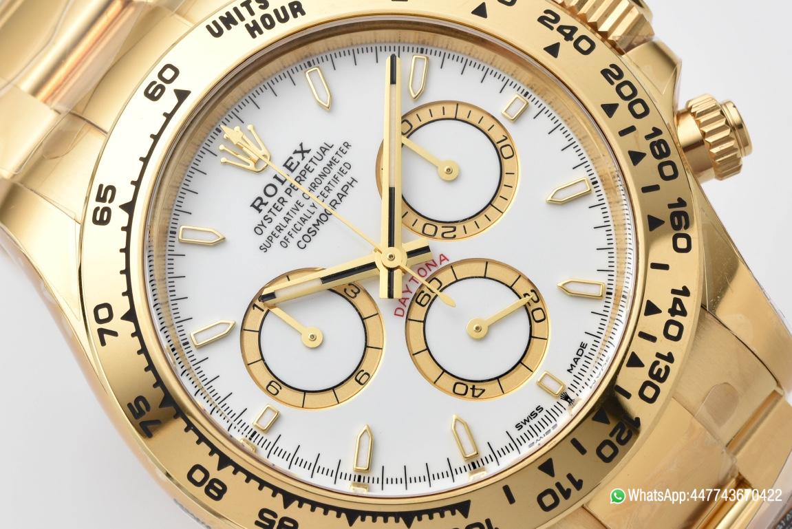 Victory Factory Daytona 126508 White Dial on 18K Yellow Gold Plated Bracelet ShangHai 4131 Movement 03 Clean Factory Daytona 126508 White Dial on 18K Yellow Gold Plated Bracelet ShangHai 4131 Movement 03