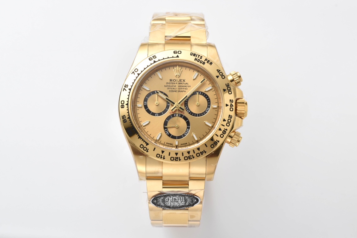Victory Factory Daytona 126508 Yellow Gold Dial with Black Chrono Counter 18K Yellow Gold Plated Bracelet 4131 Movement 01 Clean Factory Daytona 126508 Yellow Gold Dial with Black Chrono Counter 18K Yellow Gold Plated Bracelet 4131 Movement 01