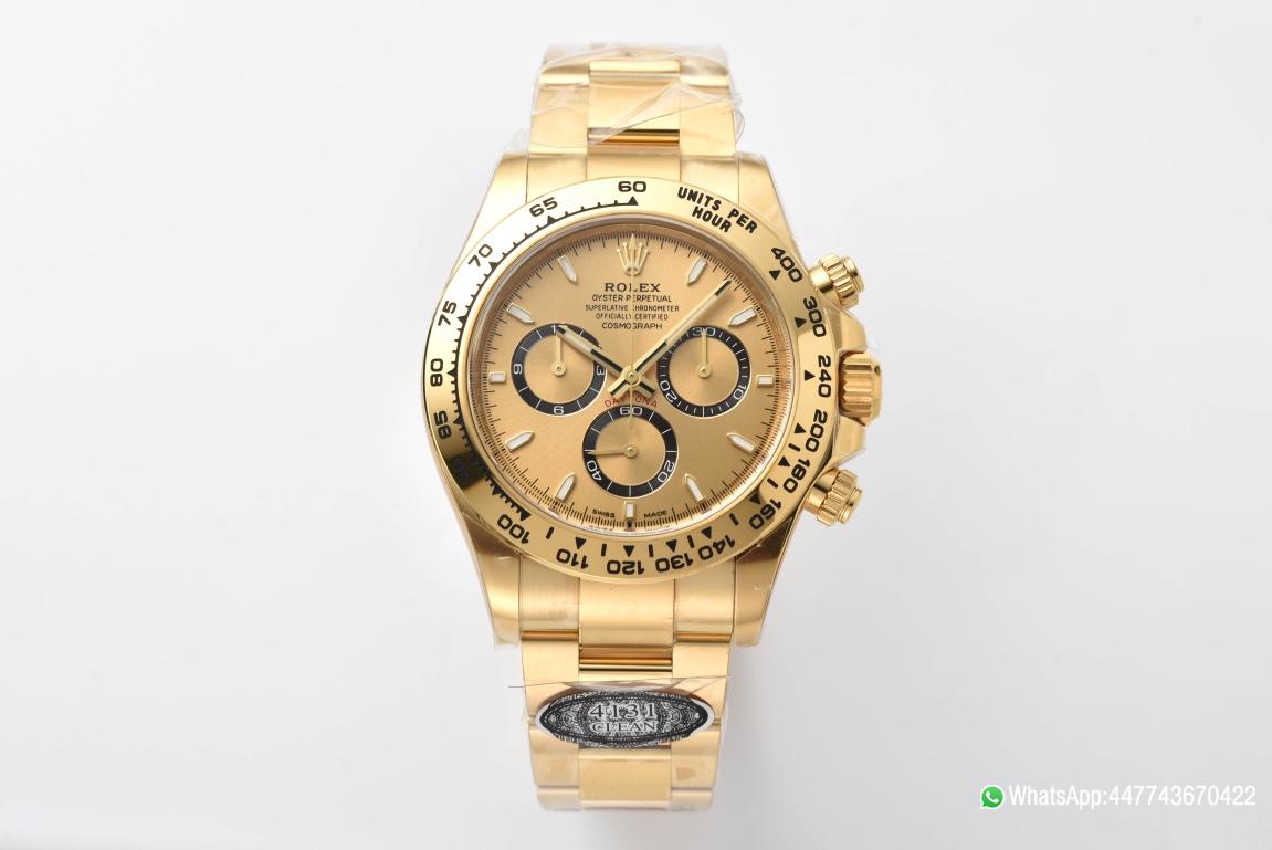 Victory Factory Daytona 126508 Yellow Gold Dial with Black Chrono Counter 18K Yellow Gold Plated Bracelet 4131 Movement 01 Clean Factory Daytona 126508 Yellow Gold Dial with Black Chrono Counter 18K Yellow Gold Plated Bracelet 4131 Movement 01