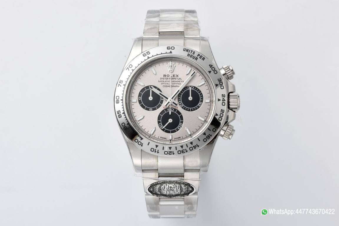Victory Factory Daytona M126509 0003 White Gold Plated Case Steel and Black Dial White Gold Scale Bezel White Gold Band 4131 Movement 01 Clean Factory Daytona M126509 0003 White Gold Plated Case Steel and Black Dial White Gold Scale Bezel White Gold Band 4131 Movement 01