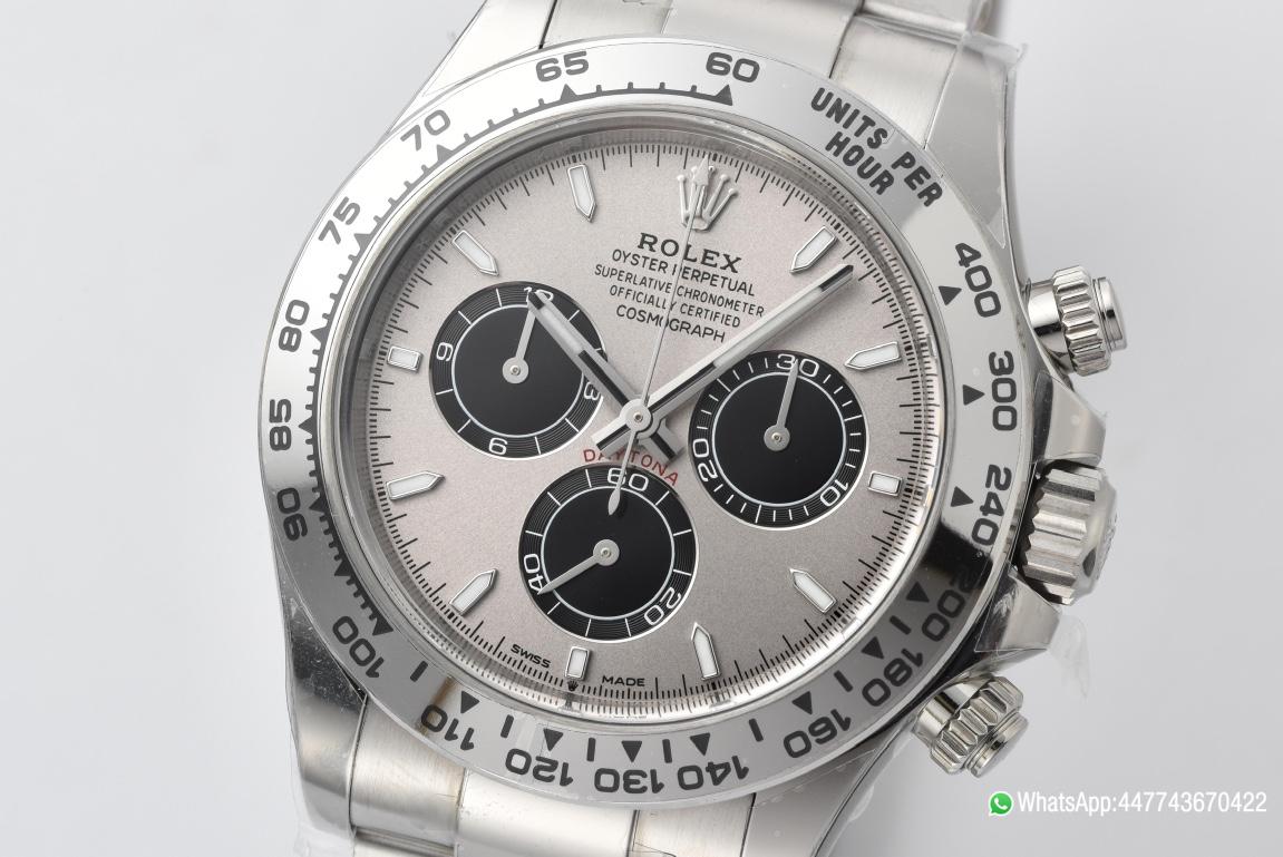 Victory Factory Daytona M126509 0003 White Gold Plated Case Steel and Black Dial White Gold Scale Bezel White Gold Band 4131 Movement 02 Clean Factory Daytona M126509 0003 White Gold Plated Case Steel and Black Dial White Gold Scale Bezel White Gold Band 4131 Movement 02