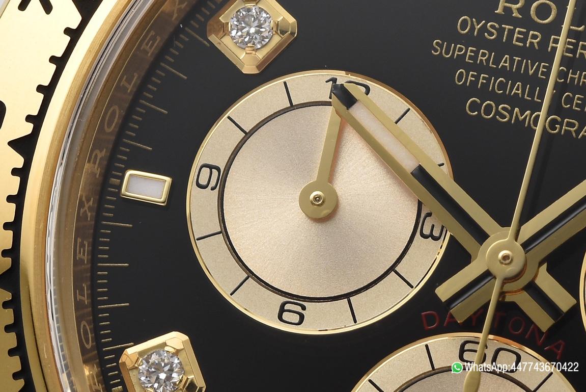 Victory Factory Daytona M126518LN 0006 Yellow Gold Case Black Dial Diamond Hour Markers Gold Counter Rings Oysterflex Strap 4131 Movement 06 Clean Factory Daytona M126518LN 0006 Yellow Gold Case Black Dial Diamond Hour Markers Gold Counter Rings Oysterflex Strap 4131 Movement 06