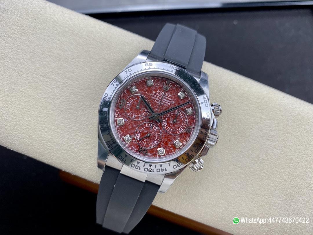 Victory Factory Rolex Daytona 116509 Red Grossular Rubellite Dial Diamonds Index DD4130 Movement Oysterflex Strap 04 Clean Factory Rolex Daytona 116509 Red Grossular Rubellite Dial Diamonds Index DD4130 Movement Oysterflex Strap 04