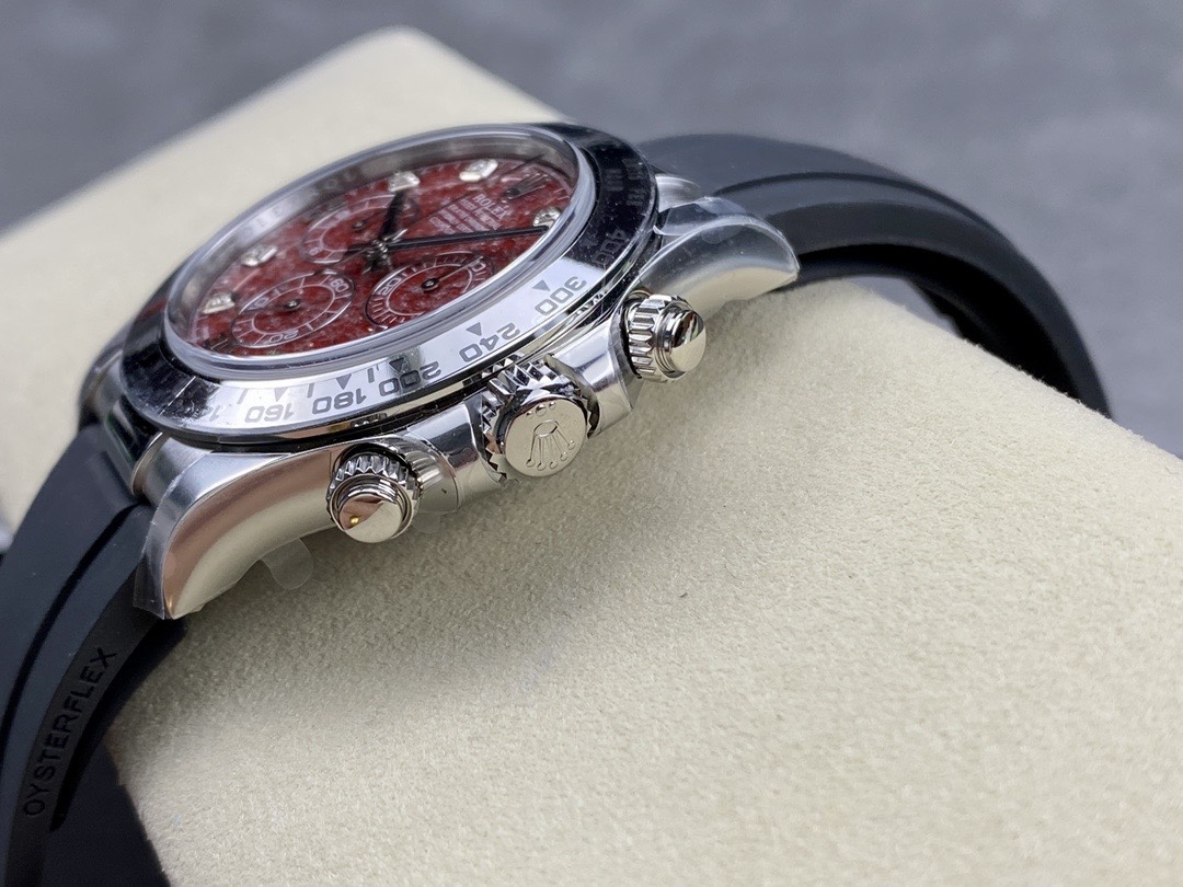Victory Factory Rolex Daytona 116509 Red Grossular Rubellite Dial Diamonds Index DD4130 Movement Oysterflex Strap 06 Clean Factory Rolex Daytona 116509 Red Grossular Rubellite Dial Diamonds Index DD4130 Movement Oysterflex Strap 06