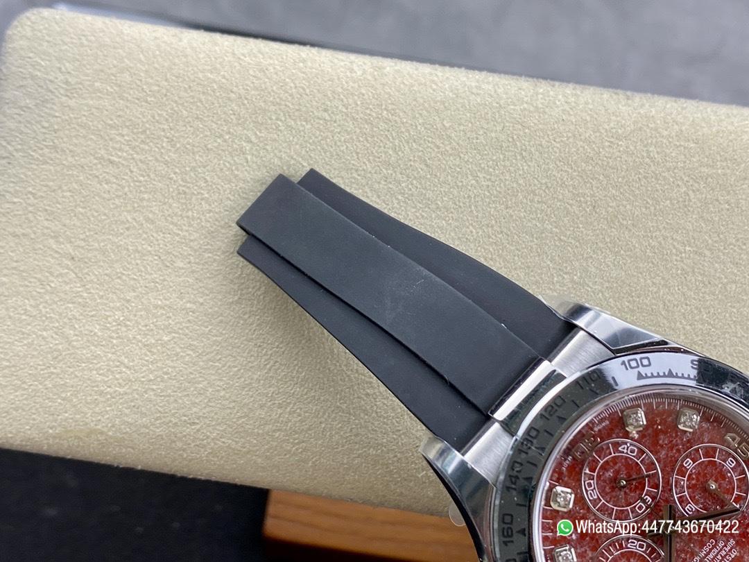 Victory Factory Rolex Daytona 116509 Red Grossular Rubellite Dial Diamonds Index DD4130 Movement Oysterflex Strap 09 Clean Factory Rolex Daytona 116509 Red Grossular Rubellite Dial Diamonds Index DD4130 Movement Oysterflex Strap 09