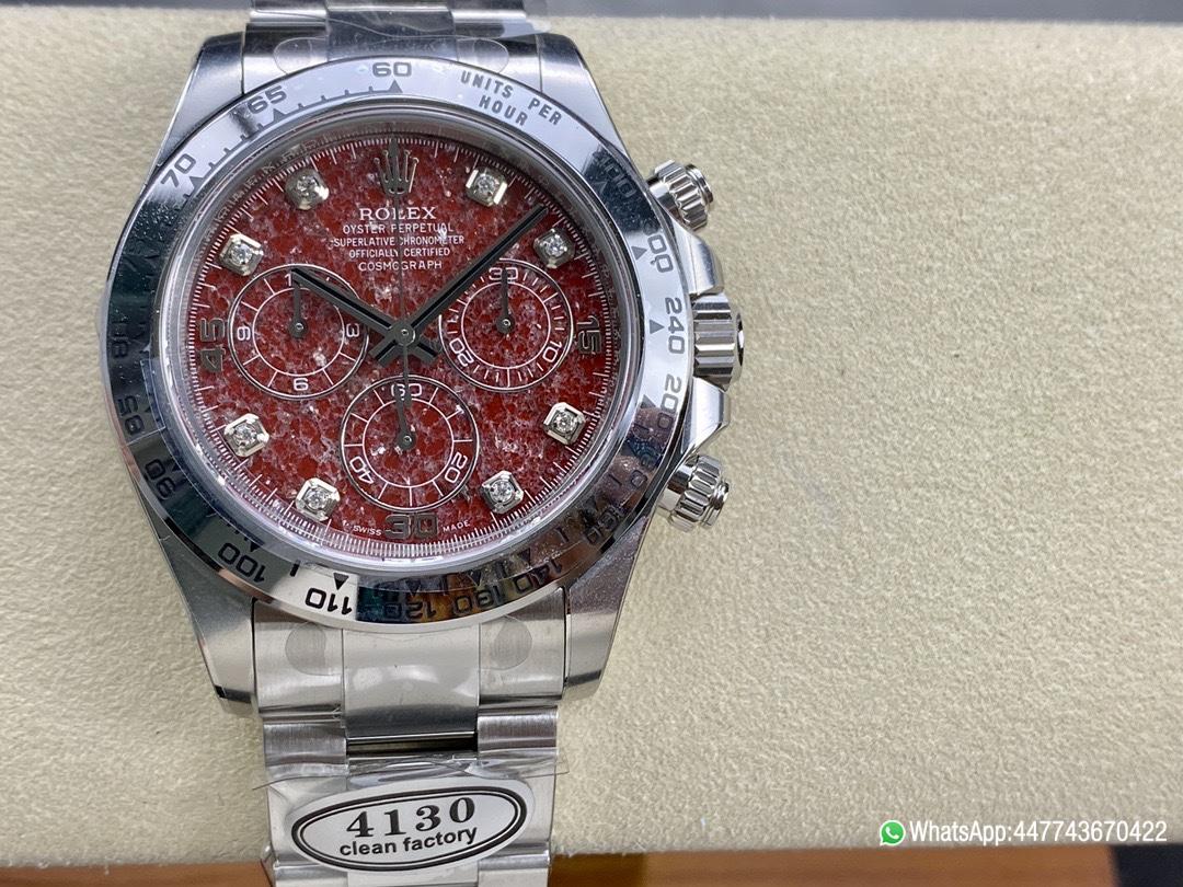 Victory Factory Rolex Daytona 116509 Red Grossular Rubellite Dial Diamonds Index DanDong 4130 SuperClone Movement 01 Clean Factory Rolex Daytona 116509 Red Grossular Rubellite Dial Diamonds Index DanDong 4130 SuperClone Movement 01