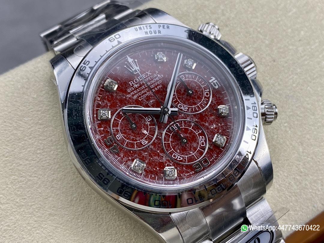 Victory Factory Rolex Daytona 116509 Red Grossular Rubellite Dial Diamonds Index DanDong 4130 SuperClone Movement 02 Clean Factory Rolex Daytona 116509 Red Grossular Rubellite Dial Diamonds Index DanDong 4130 SuperClone Movement 02