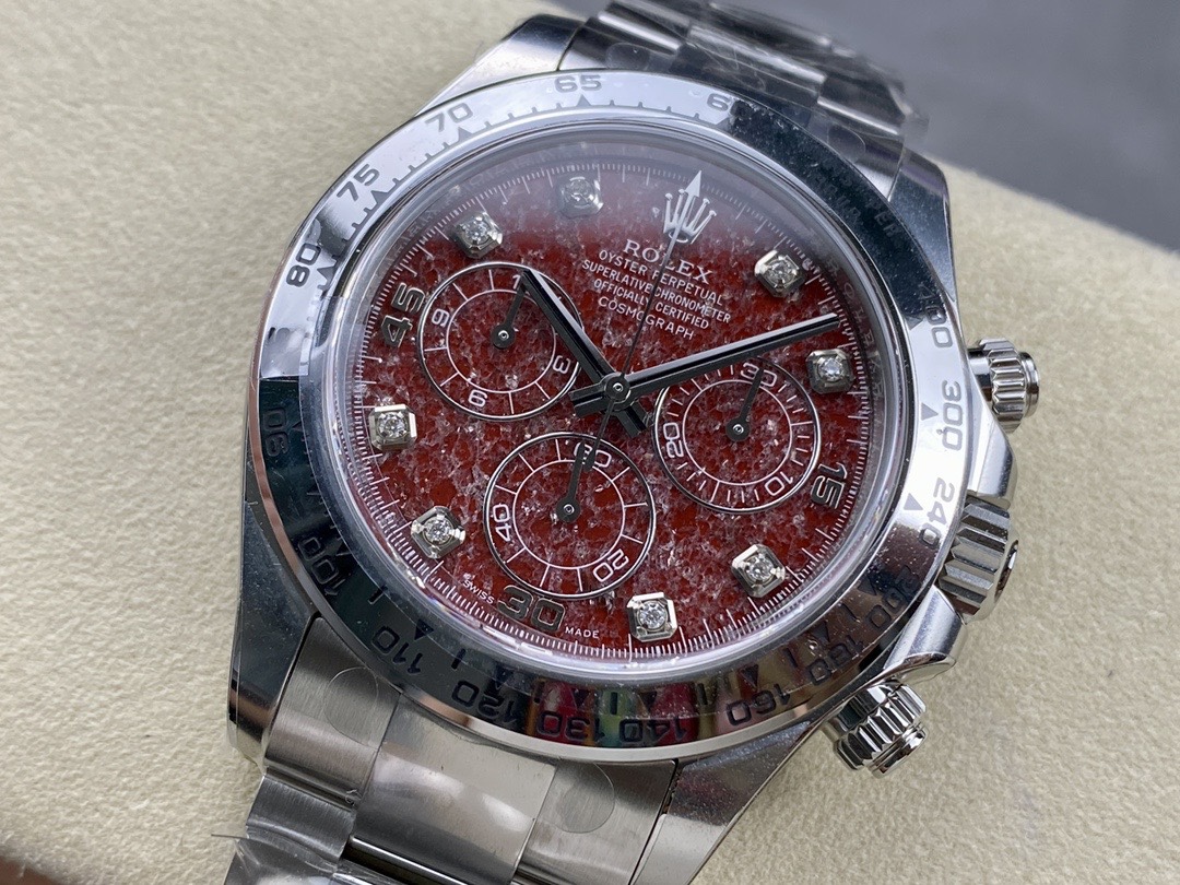 Victory Factory Rolex Daytona 116509 Red Grossular Rubellite Dial Diamonds Index DanDong 4130 SuperClone Movement 03 Clean Factory Rolex Daytona 116509 Red Grossular Rubellite Dial Diamonds Index DanDong 4130 SuperClone Movement 03