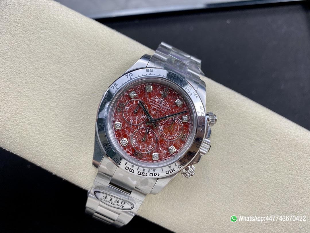 Victory Factory Rolex Daytona 116509 Red Grossular Rubellite Dial Diamonds Index DanDong 4130 SuperClone Movement 04 Clean Factory Rolex Daytona 116509 Red Grossular Rubellite Dial Diamonds Index DanDong 4130 SuperClone Movement 04