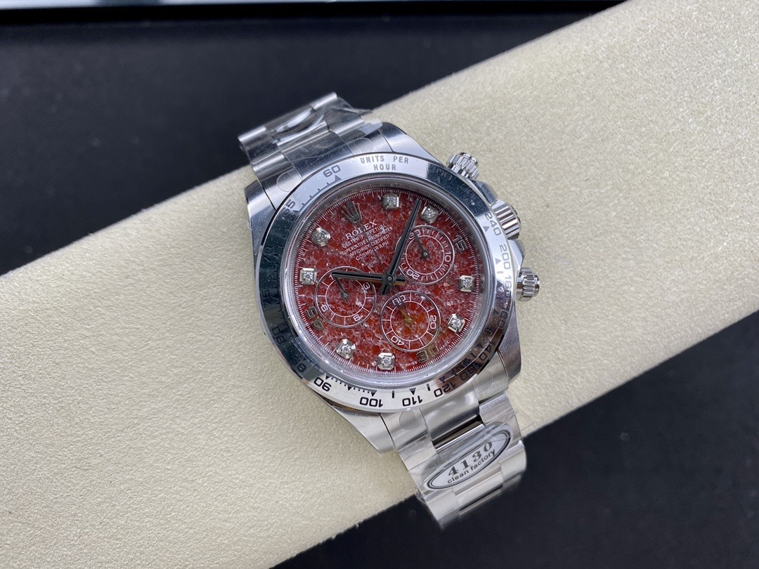 Victory Factory Rolex Daytona 116509 Red Grossular Rubellite Dial Diamonds Index DanDong 4130 SuperClone Movement 06 Clean Factory Rolex Daytona 116509 Red Grossular Rubellite Dial Diamonds Index DanDong 4130 SuperClone Movement 06