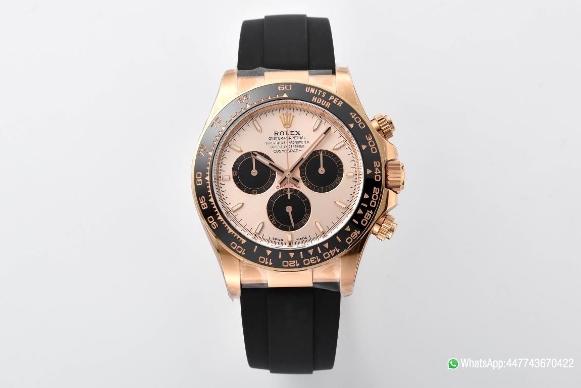 Victory Factory Rolex Daytona M26515LN 0006 Rose Gold Case Sundust and Black Dial Black Ceramic Scale Bezel Oysterflex Strap 4131 Movement 01 Clean Factory Rolex Daytona M26515LN 0006 Rose Gold Case Sundust and Black Dial Black Ceramic Scale Bezel Oysterflex Strap 4131 Movement 01