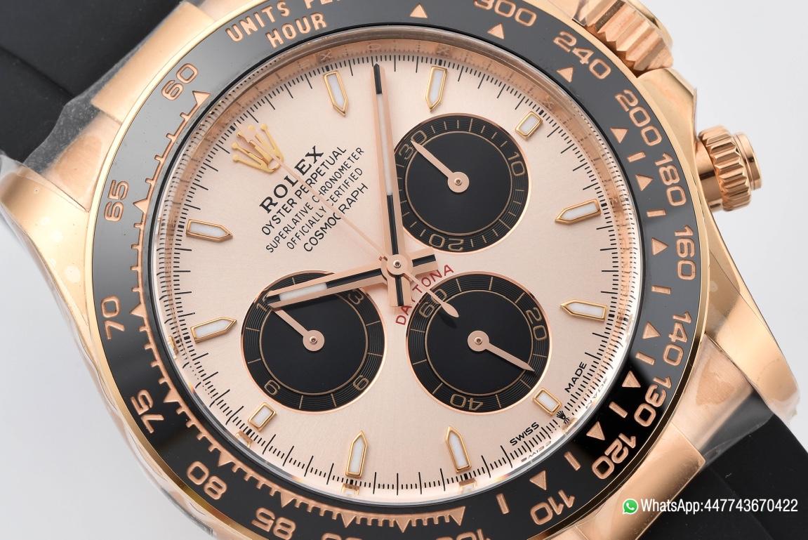 Victory Factory Rolex Daytona M26515LN 0006 Rose Gold Case Sundust and Black Dial Black Ceramic Scale Bezel Oysterflex Strap 4131 Movement 03 Clean Factory Rolex Daytona M26515LN 0006 Rose Gold Case Sundust and Black Dial Black Ceramic Scale Bezel Oysterflex Strap 4131 Movement 03