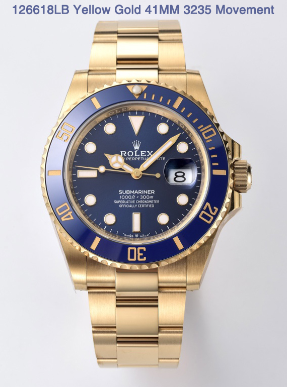 Victory Factory Rolex Submariner 126618LB 41mm Blue Dial Ceramic Bezel Full Yellow Gold Plated Case Oyster Bracelet SH3235 Movement 000 Clean Factory Rolex Submariner 126618LB 41mm Blue Dial Ceramic Bezel Full Yellow Gold Plated Case Oyster Bracelet SH3235 Movement 000