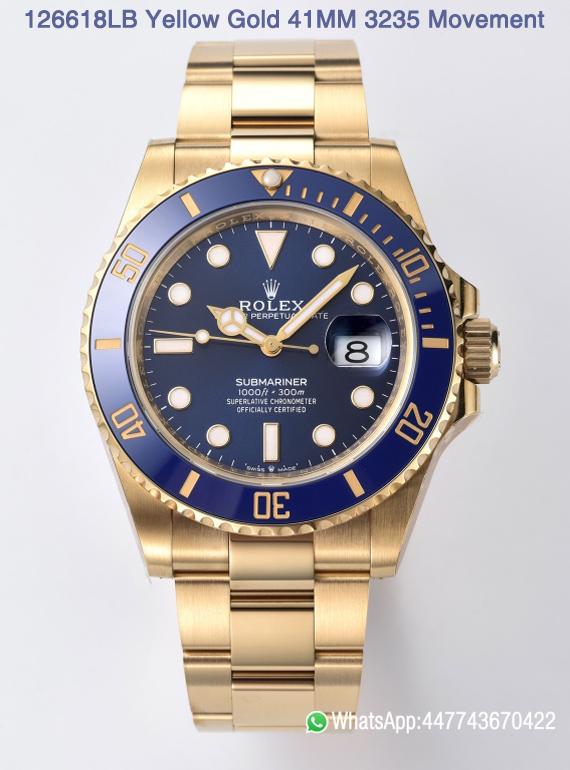 Victory Factory Rolex Submariner 126618LB 41mm Blue Dial Ceramic Bezel Full Yellow Gold Plated Case Oyster Bracelet SH3235 Movement 000 Clean Factory Rolex Submariner 126618LB 41mm Blue Dial Ceramic Bezel Full Yellow Gold Plated Case Oyster Bracelet SH3235 Movement 000