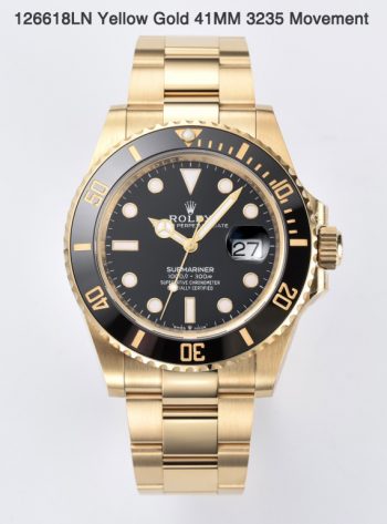 Clean Factory Rolex Submariner 126618LN 41mm Black Dial Ceramic Bezel Full Yellow Gold Plated Case Oyster Bracelet SH3235 Movement 0000